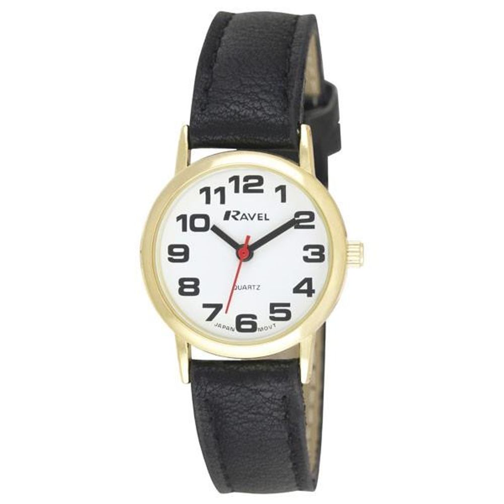 Ladies Basic White Dial Black Leather Strap Watch.2A