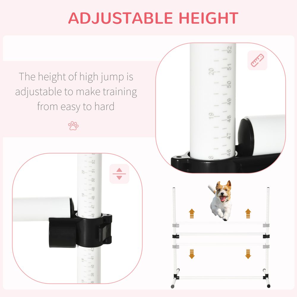 Dog Agility Training Equipment Height Adjustable Jump Hurdle Set of 4 w/ Carrying Bag