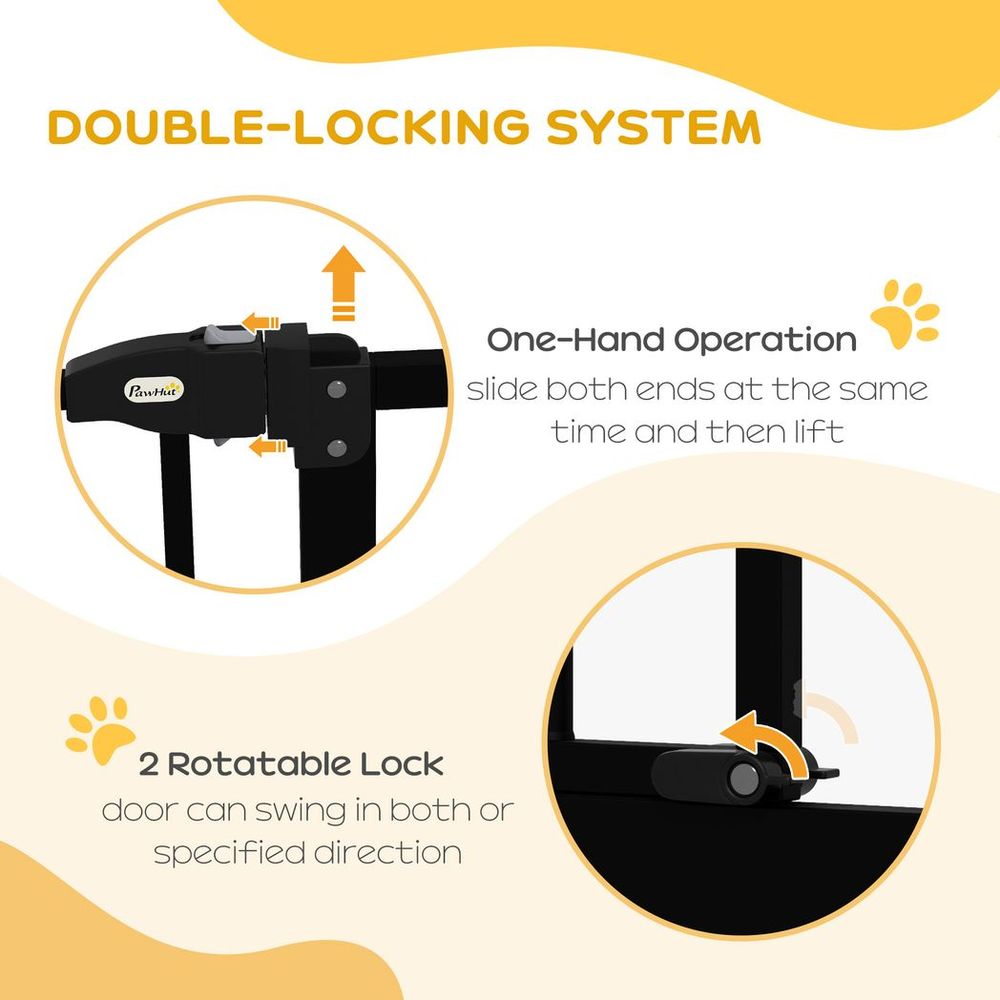 Pet Gate - Adjustable Metal Safety Barrier, Auto-Close, 74-80cm, Black
