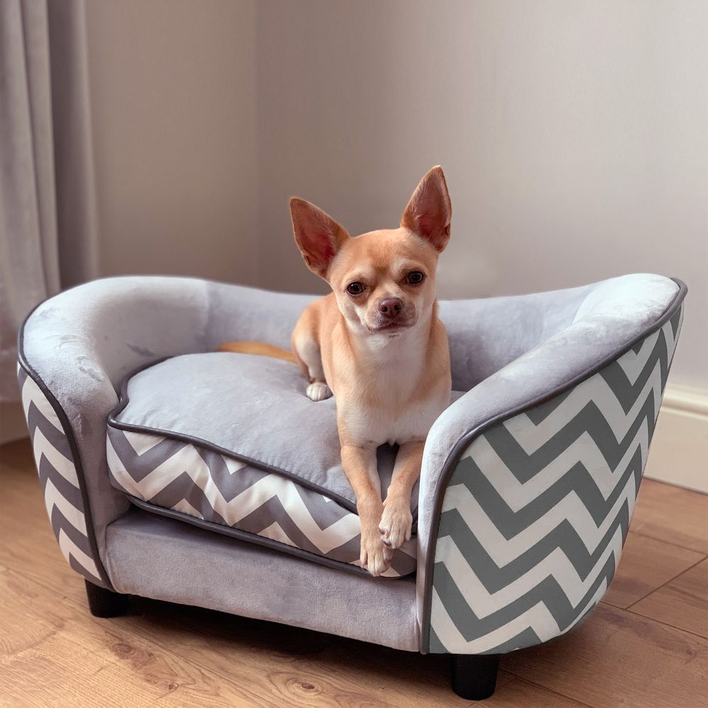 Dog Sofa Pet Couch | XS | Removable Cushion | Grey