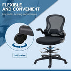 Draughtsman Chair Tall Office Chair w/ Adjustable Footrest Ring Black