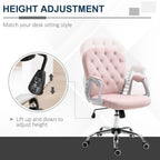 Luxury Pink Diamond Tufted Office Chair - Ergonomic, Padded, Swivel