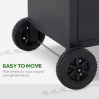 4+1 Burner Gas BBQ Grill, Outdoor Barbecue Trolley with Wheels, Warming Rack, Side Shelves, Cabinet, Thermometer for Garden, Party, Camping, 125 L x 51 W x 100 H cm, Black