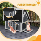 ?Outdoor Feral Cat House with Openable Asphalt Roof,?Grey