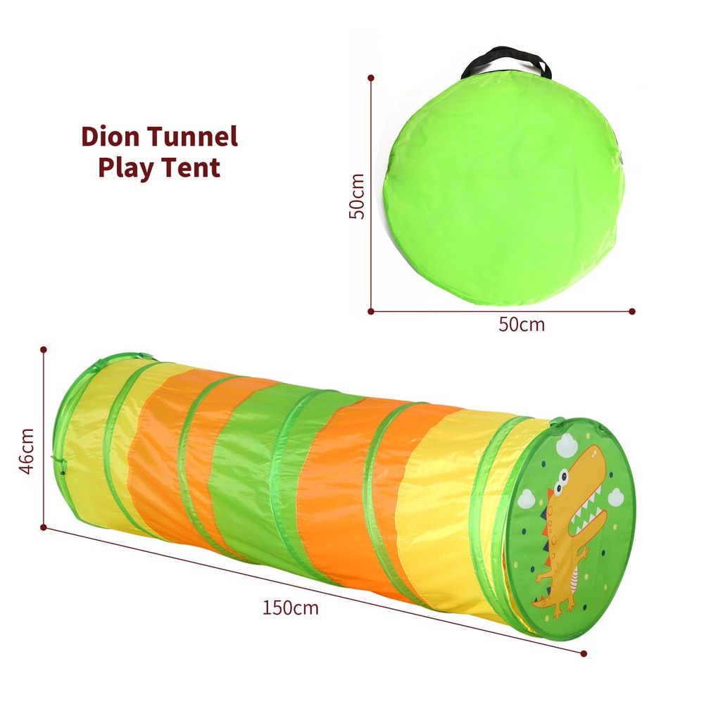 Play Tunnel Green Pop Up Dino Dinosaur Indoor or Outdoor Garden Play Tent for Kids Childrens