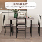 5 Piece Dining Table and Chairs Set, Space Saving Table and 4 Chairs with Comes Detail