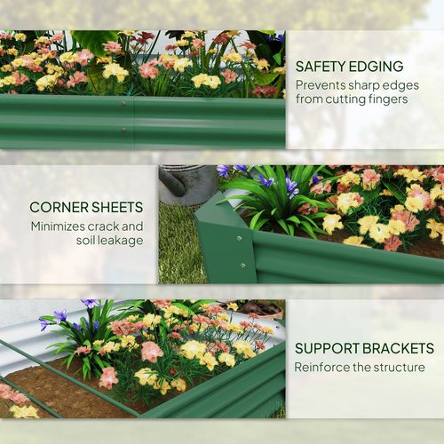 Galvanised Raised Garden Bed, 180x90x30cm Raised Planter, Green
