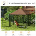 Outdoor Dog House Kennel: Canopy Top, Secure Lock, and Rotating Bowl Holder
