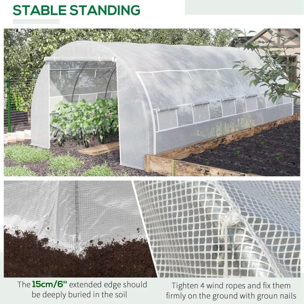 6x3x2m Poly Greenhouse Tent - Steel Frame - White