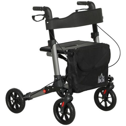 4 Wheel Rollator Walker, Adjustable Mobility Walker with Bag, Silver