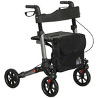 4 Wheel Rollator Walker, Adjustable Mobility Walker with Bag, Silver