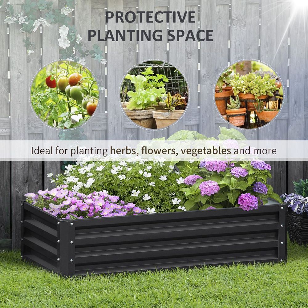 Steel Raised Bed Planter Box - 120x60cm - Modular Design - Ideal for Vegetables & Flowers