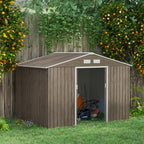 Garden Shed Storage Unit withLocking Door Floor Foundation Vent Brown
