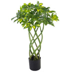 70cm Artificial Twisted Stem Gold Capella Arboricola Bonsai Bush, Realistic Decor