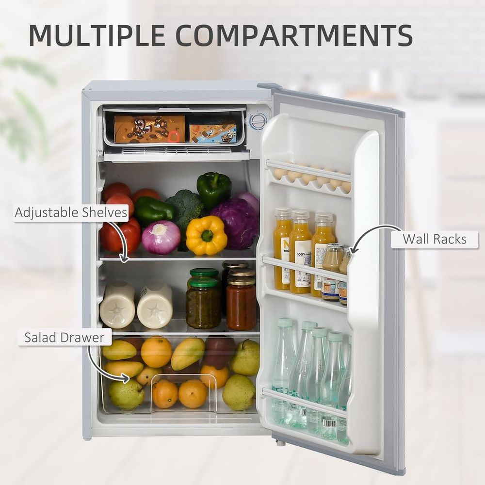91L Freestanding Under Counter Fridge with Reversible Door Grey