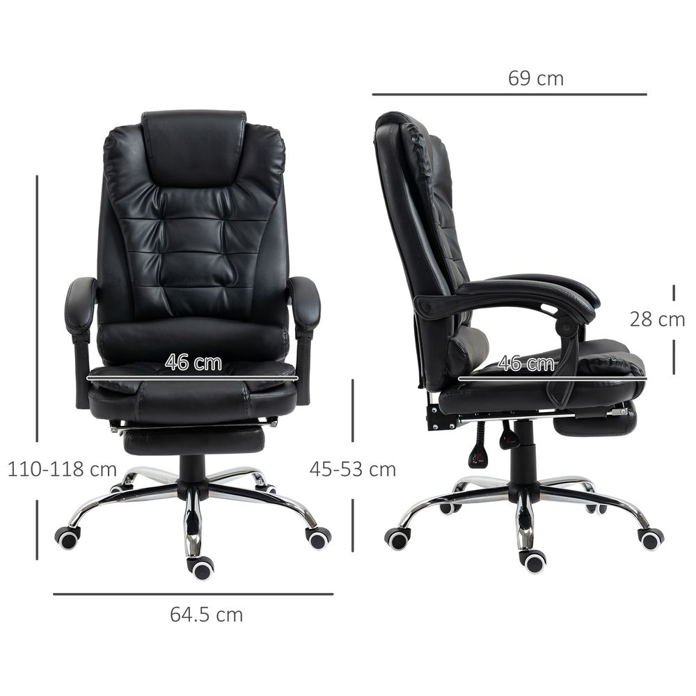 PU Leather High Back Office Chair - Ergonomic Swivel Computer Chair - Black