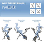 2-In-1 Upright Exercise Bike 8-Level Adjustable with Pulse Sensor Grey