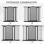 74-105 cm Pet Safety Gate Pressure Fit Stair with Double Locking, Black