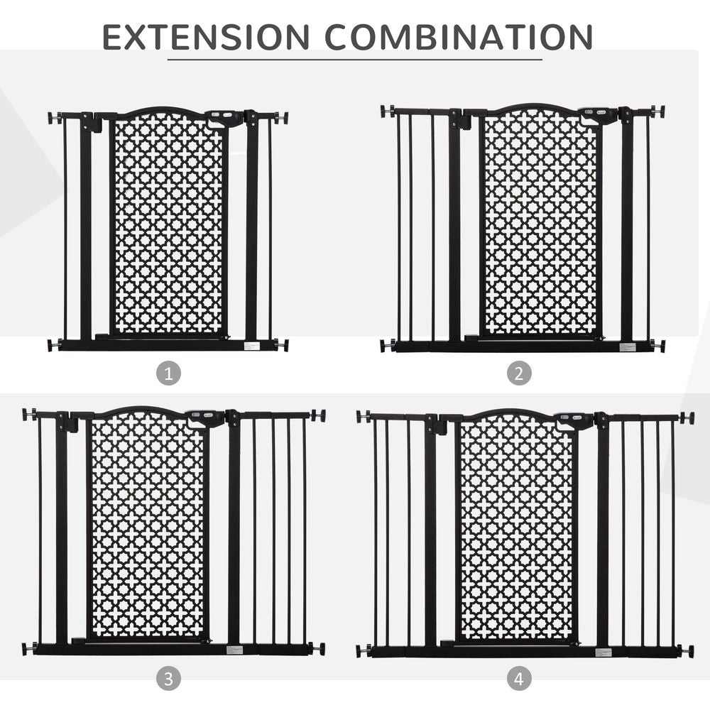74-105 cm Pet Safety Gate Pressure Fit Stair with Double Locking, Black