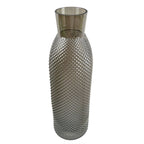 Hand-Finished Smoke Grey Diamond Tall Glass Vase