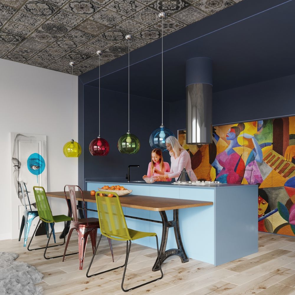 Pendant lamp steel, glass Ball minimalistic Design E27 in Steel