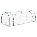 Outsunny Tunnel Greenhouse Green Grow House for Garden Outdoor, Steel Frame, PVC Cover, Transparent, 250 x 100 x 80cm
