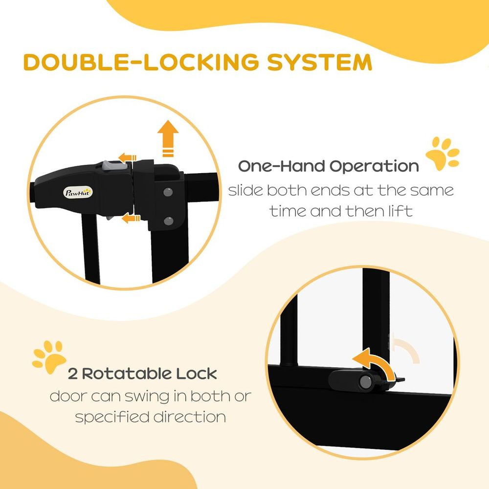 Adjustable Auto-Close Pet Gate - Black, 74-87cm