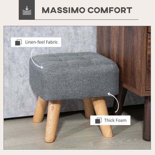 Modern Footstool, Fabric Foot Rest with Rubber Wood Legs