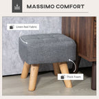 Modern Footstool, Fabric Foot Rest with Rubber Wood Legs