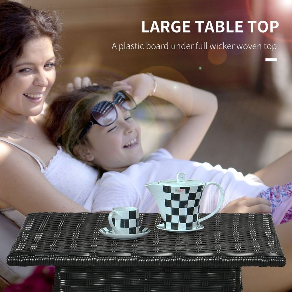 PE Rattan Outdoor Coffee Table, Patio & Garden Black Side Table