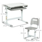 Adjustable Tiltable Kids Desk & Chair Set w/ Drawer, Pen Slot, Hook