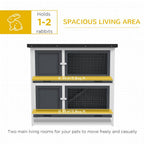 Double Decker Rabbit Hutch Bunny Cage, Grey - Outdoor Pet House with Tray, Easy Access, Durable Design
