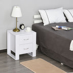 Modern 2-Drawer White Bedside Table - Particle Board, Luxe Design