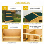 Rabbit Hutch Pet House Outdoor Run Design w/ Water-Resistant Paint Ramp