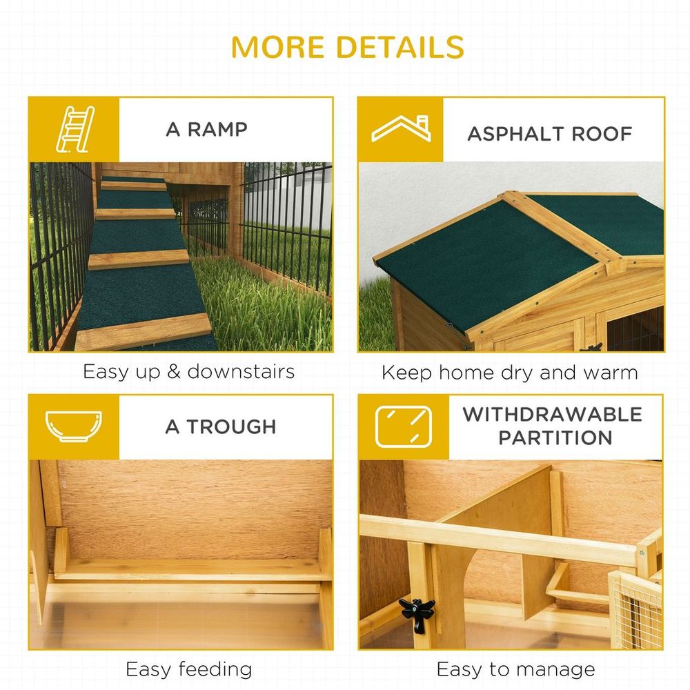 Rabbit Hutch Pet House Outdoor Run Design w/ Water-Resistant Paint Ramp