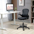 Draughtsman Chair Tall Office Chair w/ Adjustable Footrest Ring Black