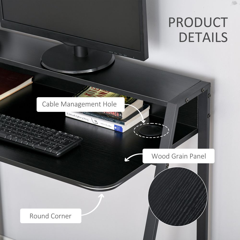 Stylish Computer Desk w/ Upper Storage Shelf, Durable Steel Frame, for Home or Office