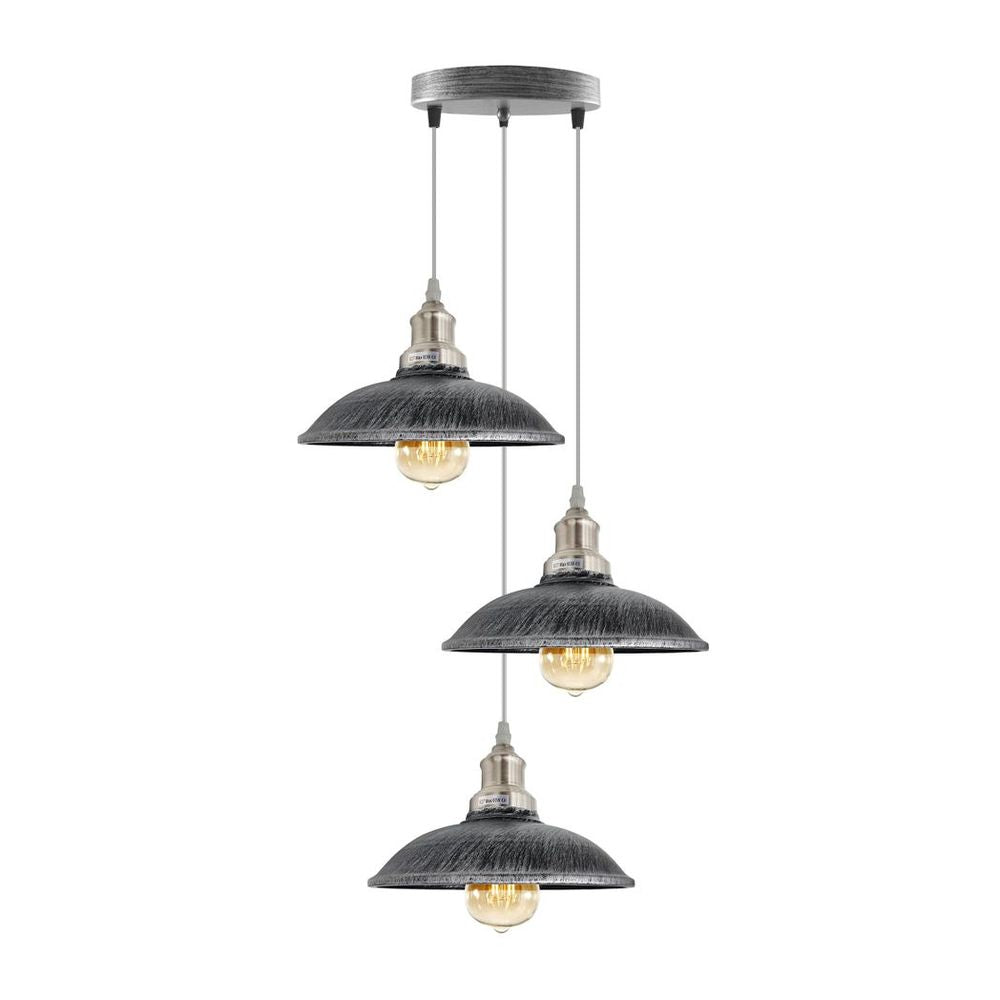 3 Head Vintage Industrial E27 Ceiling Hanging Light Shade Metal Pendant Lamp