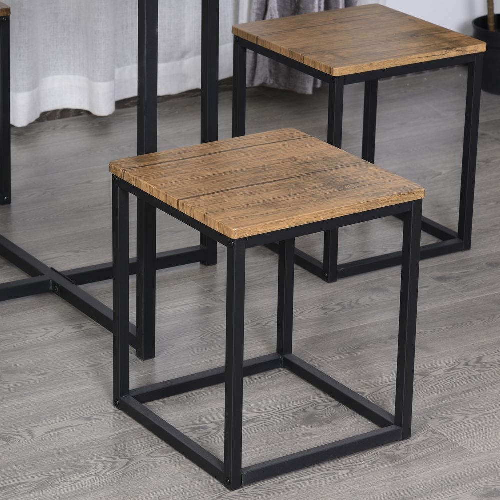 Stylish 5-Piece MDF Dining Set w/ Stools - Black/Brown