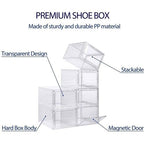 6 Pack Transparent Shoe Storage Boxes Hard Plastic Stackable Shoe Box Organiser