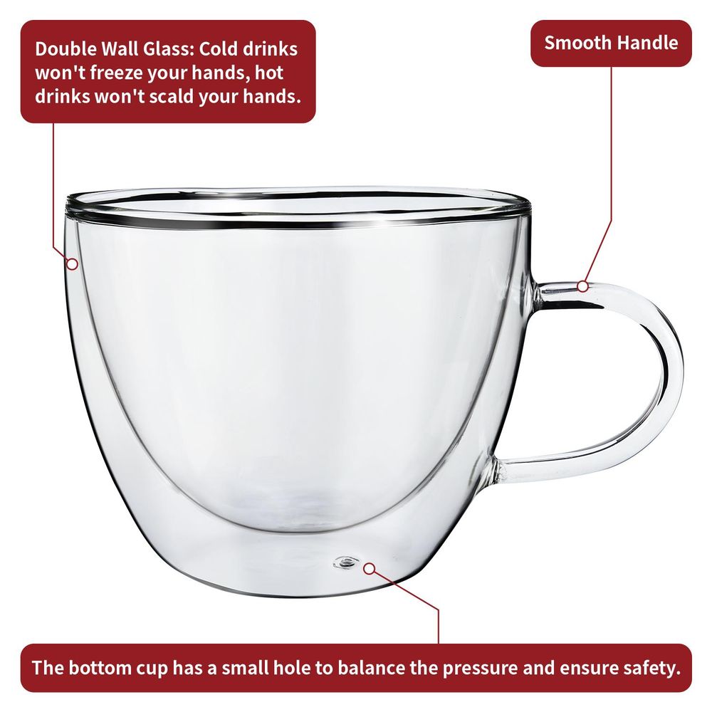 DOUBLE WALL GLASSES: 12 Designs, Hot/Cold Drinks, Durable Borosilicate Glass, Ideal Gift - 80ml to 600ml