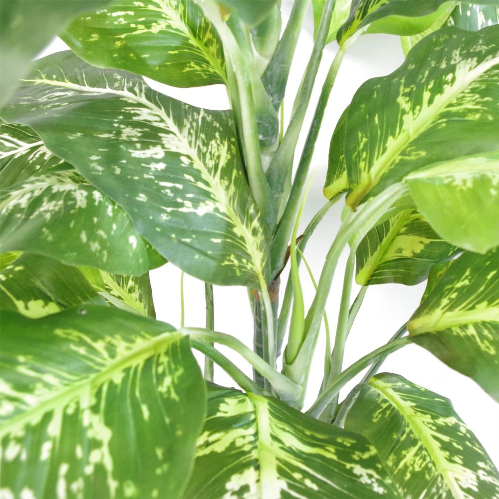 100cm Large Fox's Aglaonema Tree - Artificial Plant with Silver Metal Planter
