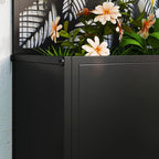 Metal Raised Garden Bed with Trellis, Outdoor Elevated Planter Box in Metal