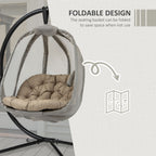 Hanging Egg Chair, Swing Hammock with Cushion and Stand, Khaki