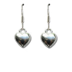 Silver Puff Heart Drop Earrings - Ideal Birthday or Christmas Gift