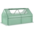 Raised Garden Bed Planter Box with Greenhouse, Large Window, Green