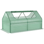 Raised Garden Bed Planter Box with Greenhouse, Large Window, Green
