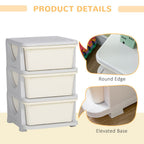 Kids Storage Units with 3 Drawers 3 Tier Chest Vertical Dresser Tower Toy Organizer for Nursery Playroom Kindergarten Cream