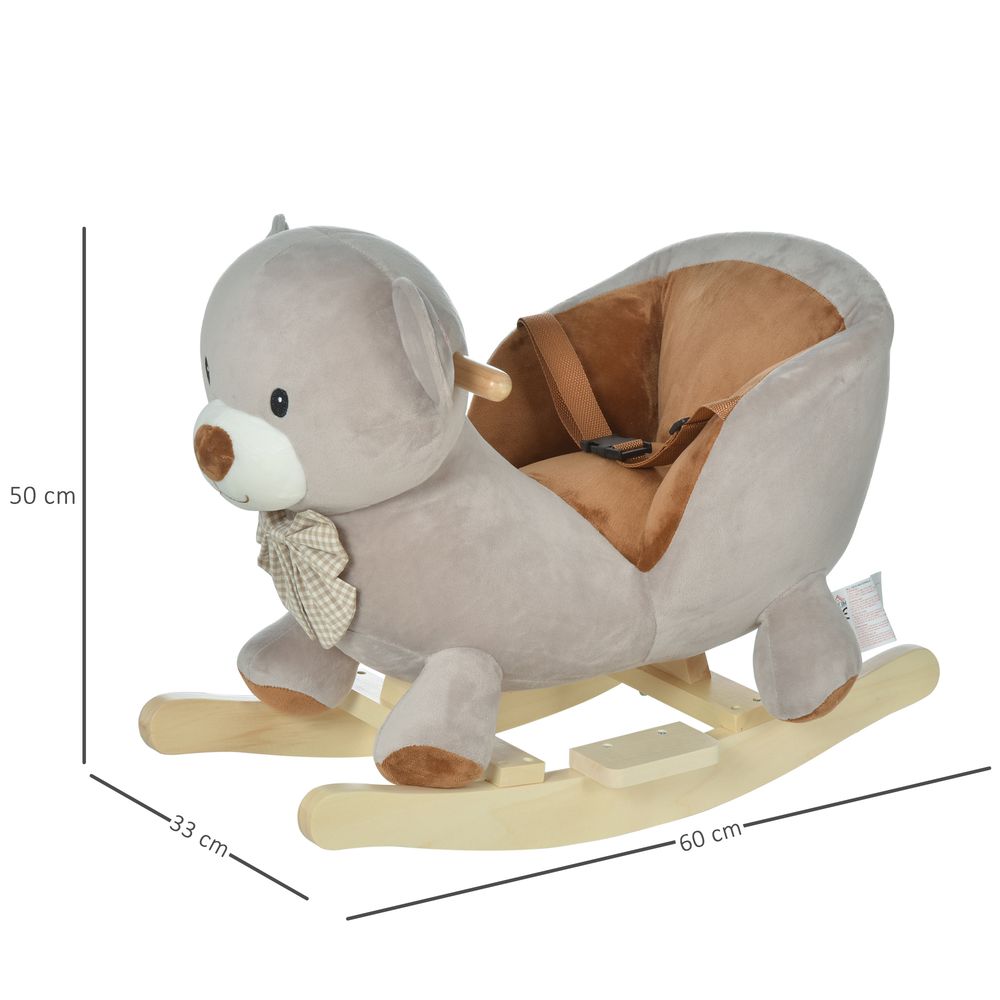 Kids Rocking Bear Plush Ride On - Safe & Secure