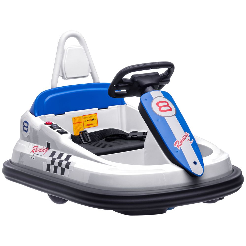 6V Kids Bumper Car, 360-Degree Rotation Waltzer Car w/ 2 Speeds - White